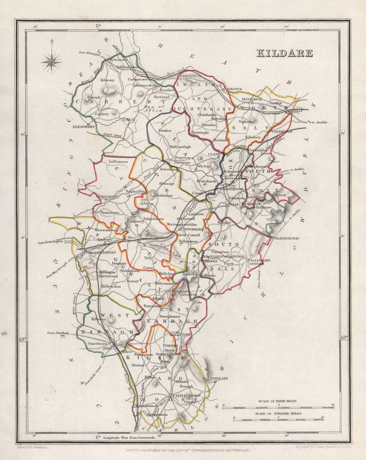 COUNTY KILDARE antique map for LEWIS by CREIGHTON & DOWER. Ireland 1846
